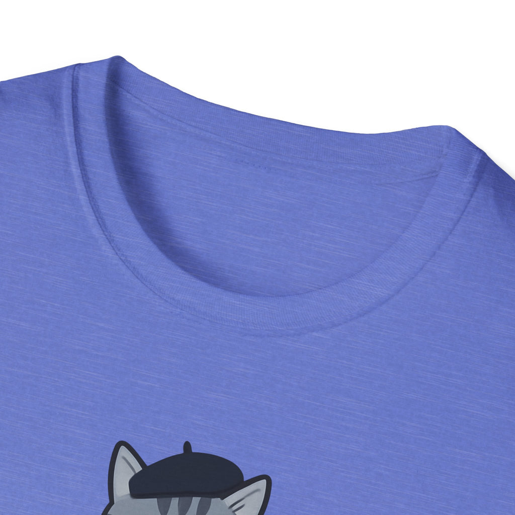 Gray Cat with Beret T-Shirt