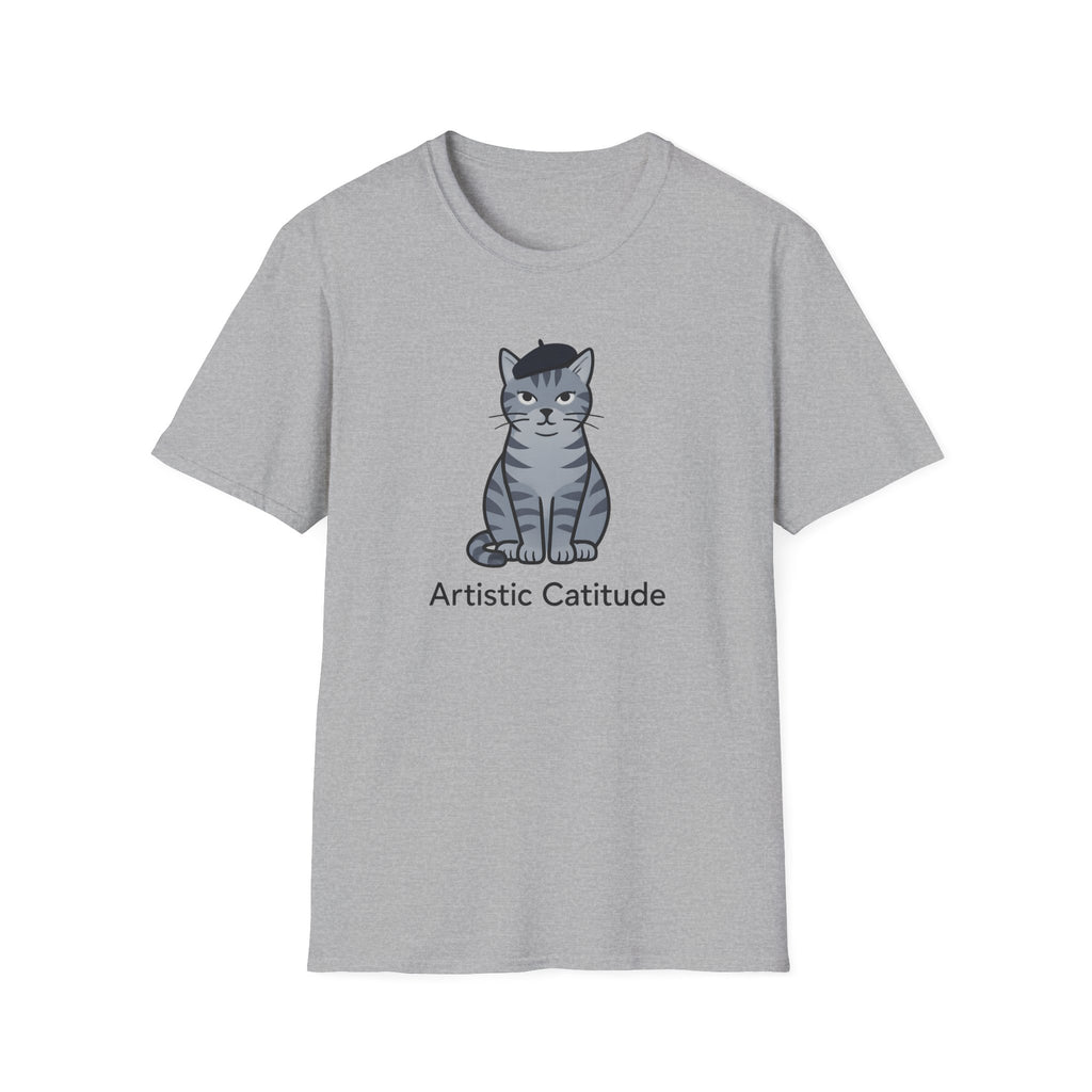 Gray Cat with Beret T-Shirt