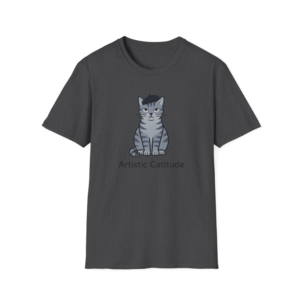 Gray Cat with Beret T-Shirt